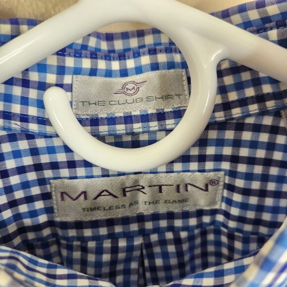 Martin Golf The Club Shirt Long Sleeve Gingham Print Button Down Shirt Medium - Picture 5 of 8